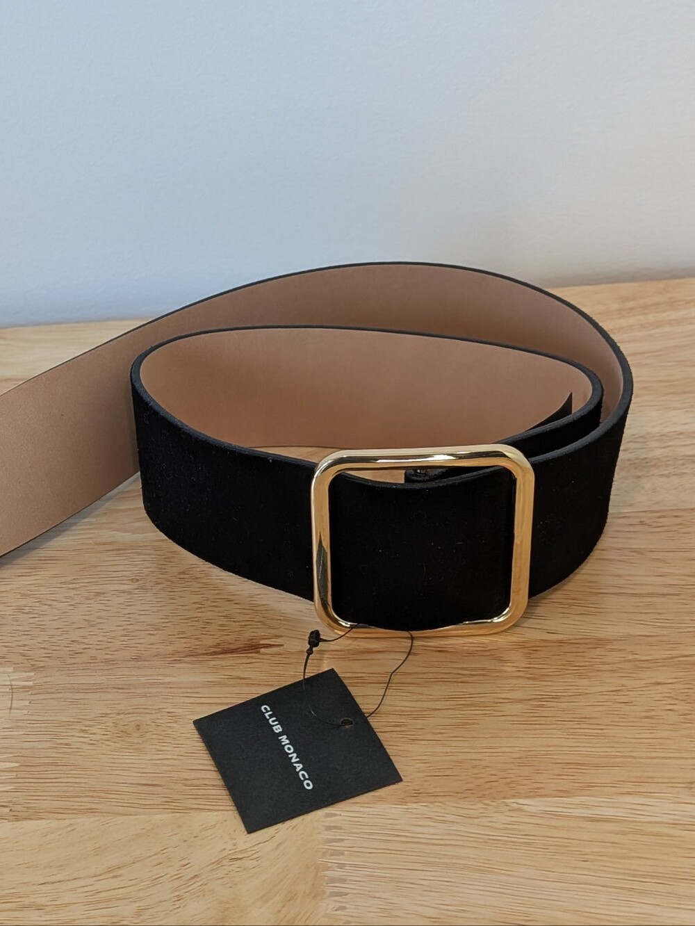 NEW Club Monaco Elowen Square Buckle Leather Belt Size XS/S Classic
